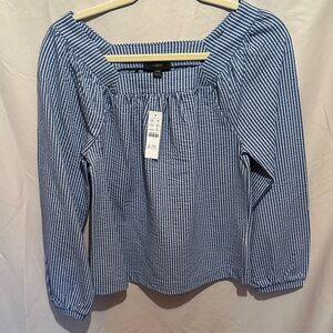 J. Crew Blue and White Striped Blouse